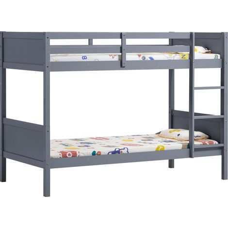 Gemini 3ft Single Wood Detachable Bunk Bed, 90 x 190 cm, Grey