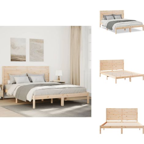 Cadre de lit extra long sans matelas 160x220 cm bois massif - Cadre De Lit - Cadres De Lit - Meuble De Chambre À Coucher - Lit (1/5)