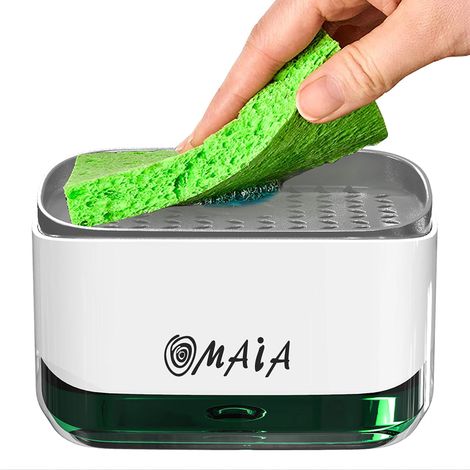 Distributeur de Liquide Vaisselle 2 en 1 avec Porte-éponge - Gadget de Cuisine - Rangement de comptoir d'évier (1/5)