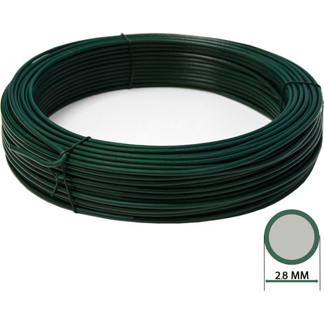1PZ FILO DI TENSIONE DIAMETRO Ø 2,8 MM MATASSA DA 100 MT PLASTIFICATO VERDE PER RETE E RECINZIONI (1/2)