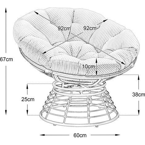 Fauteuil de jardin confort ergonomique style rotin tressé pivotant à 360° coussin doux et épais revêtement en velours côtelé (1/5)