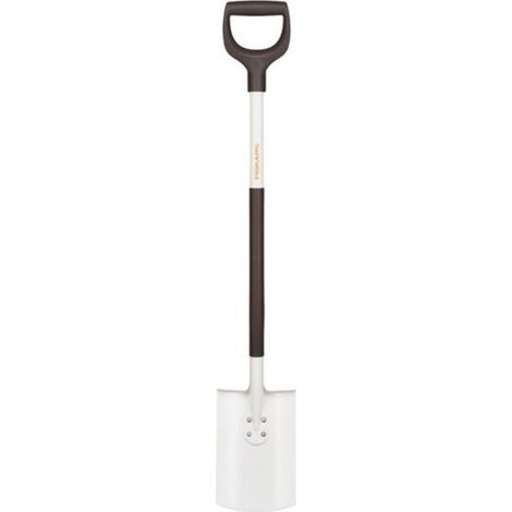 Fiskars 1019601- Pala a bordo piatto quadrata nero e argento 105 cm attrezzo da giardino