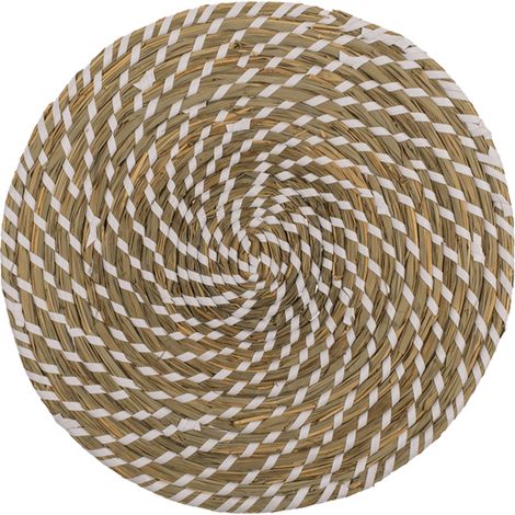 Set de table rond en paille - finitions blanches (1/3)