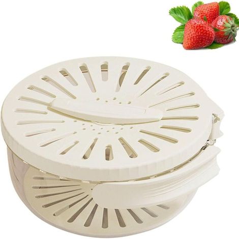 Passoire de cuisine avec couvercle, tamis pliable, design blanc – (1/5)