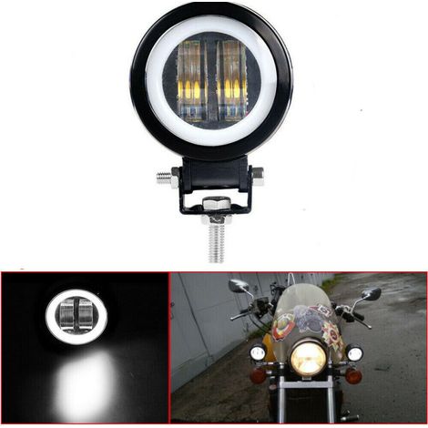 7D LED halogène 7,5 cm lampe de travail ronde à diode phare projecteur feu arrière 20 W 1000 lm 12 V/24 V