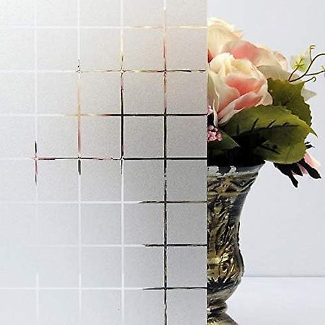 Film électrostatique pour vitres avec protection anti-UV et motif à carreaux pour bureau, chambre, cuisine, salle de bain - 45 x 100 cm (1/5)