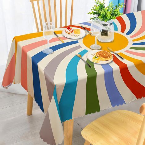 Abwaschbare Tischdecke mit Sonnendekor, wetterfest, 110x140 cm