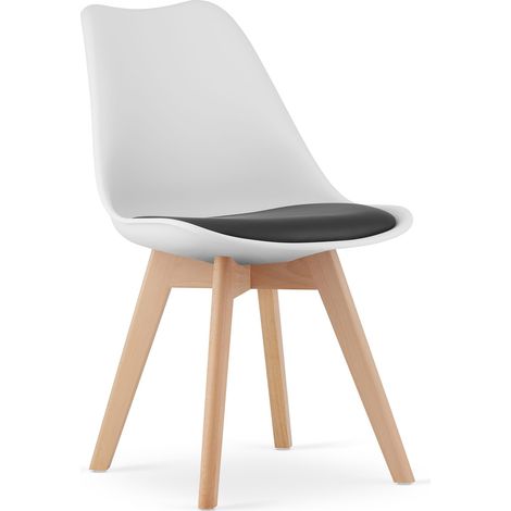 Chaise Mark noire et blanche / pieds naturels x 1 (1/5)