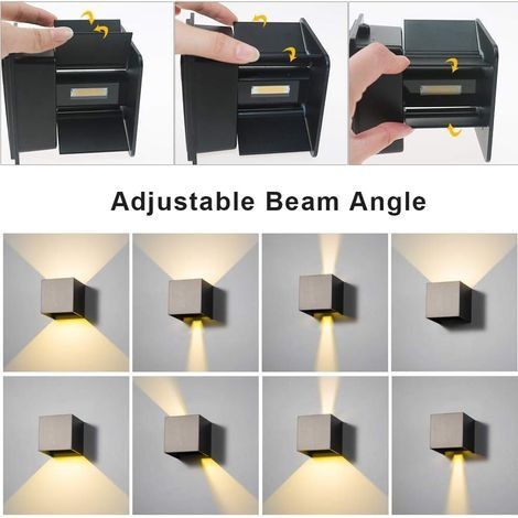 LED-Außenwandleuchte, Schutzart IP65, nach oben und unten verstellbarer Lichtkegel, warmweiß, schwarz, 2 Stück (1/4)