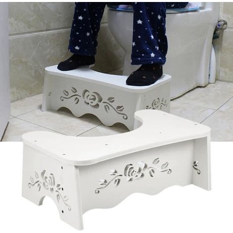 7 pouces Tabouret de toilette accroupi blanc Tabouret supportant jusqu\'à 400 livres pour prévenir la constipation (1/4)