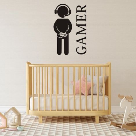 Lot de 2 stickers muraux amovibles à motif garçon pour la maison, à faire soi-même. Décoration murale à faire soi-même. (1/5)