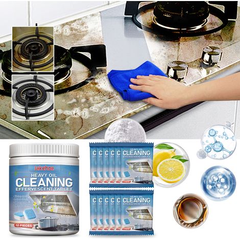 Kitchen cleaning effervescent tablets, for removing stains, grease, and grease from kitchens and range hoods -- 12 tablets -- BIEMMEDUE (1/5)