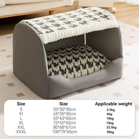 Niche confortable pour chien, lit pour chien pliable et chaud, niche d'intérieur avec tapis amovible, lavable en machine, convient aux chiens de petite, moyenne et grande taille, Gris Jasmin.