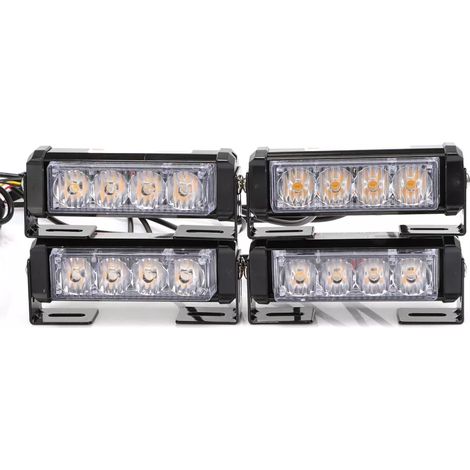 Feu Clignotant Avant - 4 x Lampe Stroboscopique LED Jaune 12 V / 24 V - Étanche IP65 - Pour Voiture Camion Véhicule - Lot de 4 (1/5)