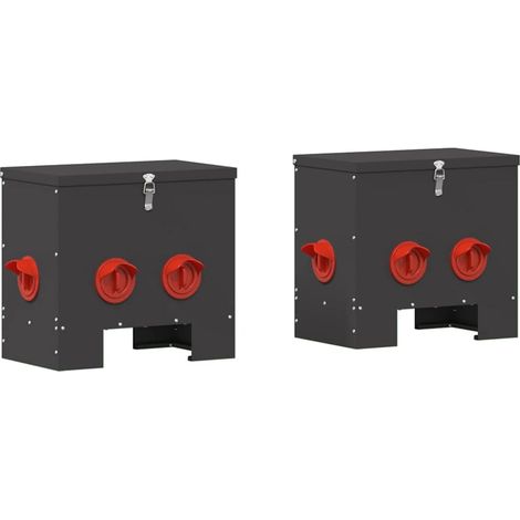 Mangeoire pour poules 2 pcs Noir 40,5 x 25 x 38 cm