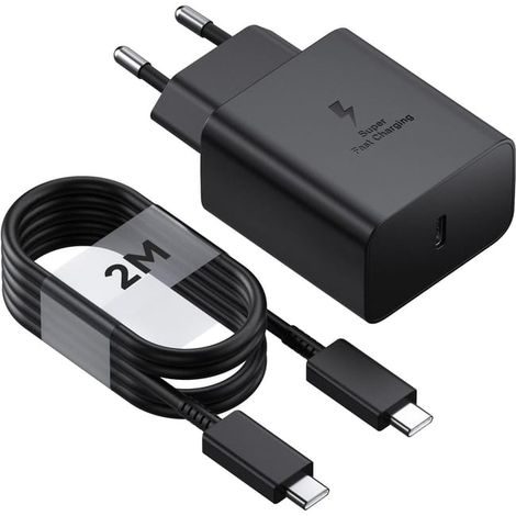 Cargador rápido Samsung de 45 W, cable con puerto USB tipo C, cargador ultrarrápido Samsung compatible con (2 m)