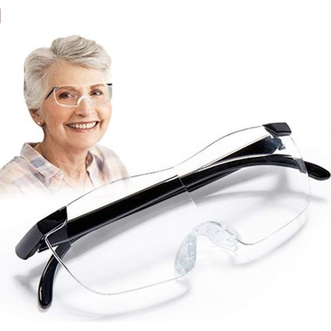 Lupenbrille als Lesehilfe und Sehhilfe, Vergrößerungsbrille 160% Hände Frei Verzerrungsfreier Leselupe inklusive Zubehör in Vollausstattung Randlose Vorsetzbrille für Damen und Herre (1/5)