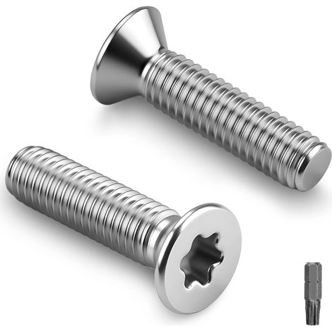 Lot de 20 vis à tête fraisée M8 x 35 mm avec entraînement Torx, en acier inoxydable 304 A2 V2A, vis à tête fraisée à filetage complet avec clé à vis pour bois, machines, équipements (1/5)