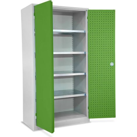 STIER Armoire d’atelier 1940 × 1000 × 600 mm Gris clair Vert (1/4)