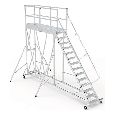 Piattaforma con ruote 11 gradini - Altezza massima di lavoro 4.20m - PTF2511-PT