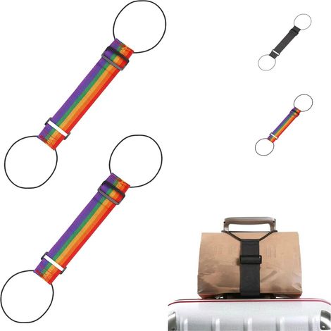 Juego de 2 correas elásticas para equipaje y 2 correas con hebilla para asa de maleta, accesorios para maletas de viaje, correas ajustables para maletas (multicolor).