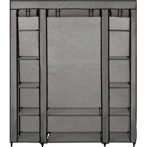 Meubles de Rangement,Armoire avec compartiments et tiges Gris 150x45x176 cm Tissu CFW547971 (1/5)