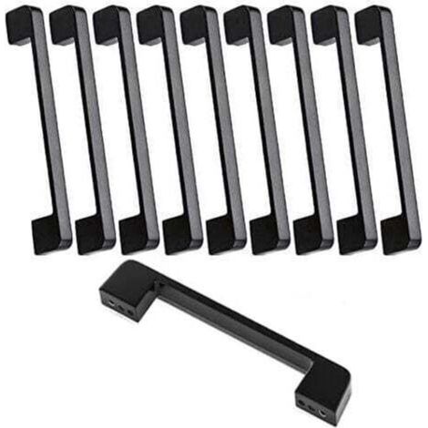 10 pcs Poignee de Meuble Cuisine Noir , Poignée Meubles Entraxe 160mm, Poignet Carrée de Porte d'Armoire Moderne pour Tiroirs, Armoires, Placards, Bureaux