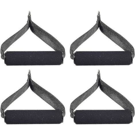 4pcs Single Handle Grips with Carabiners Pull Up Grip Exercise Handles for Resistance Tube Exercise Strength Training (Black) (1/4)