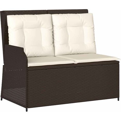 Maison Exclusive - Panca Reclinabile da Giardino con Cuscini Marrone in Polyrattan