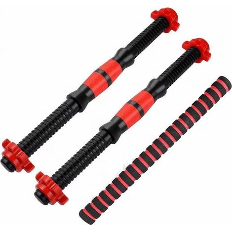 Hantelstangen 3er Set 35cm 40cm Gewinde Hantelgriffset rot-40 (1/5)