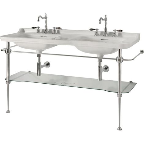 Piètement avec tablette 1500mm en laiton chromé WALDORF - CRISTINA ONDYNA WD92051 (1/3)