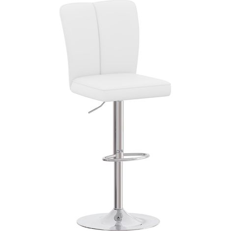 2er-Set höhenverstellbare Barhocker, 360° drehbar, PU Weiß, Metall Silber (1/5)