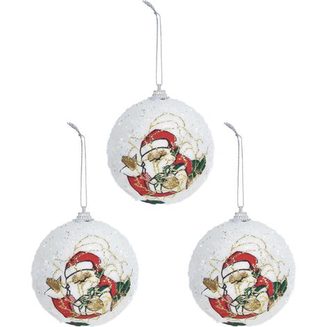 Schaumstoff-Weihnachtskugeln zum Aufhängen am Weihnachtsbaum, Partydekoration, Weiß (1/5)