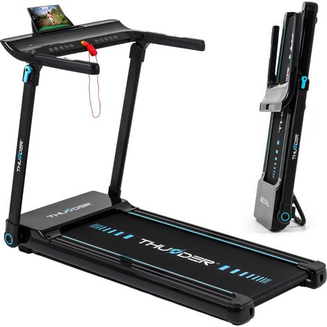 Elektrisches klappbares Laufband THUNDER® ULTRA-BLACK 130 kg App LED-Band 45 cm (1/5)