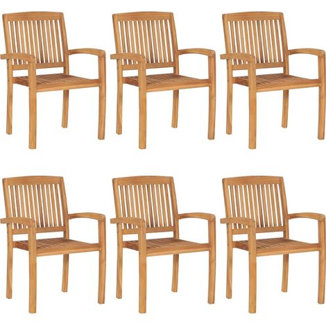 Maison Exclusive - Stapelbare Gartenstühle mit Kissen 6 Stk. Mass (1/5)