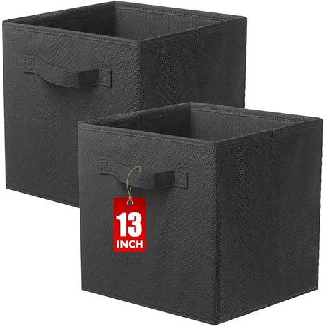 Boîtes de rangement placards jouets boîtes de rangement tissu pliables cube et organiseur tissu 33 X 33 X 33 cm Noir (1/5)