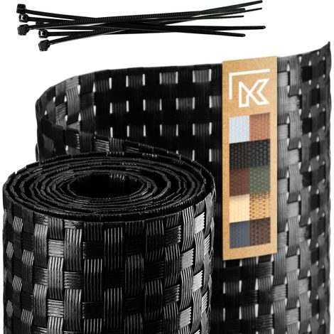 KADAX Zaunband aus Technorattan, Schwarz, 19 x 25 cm