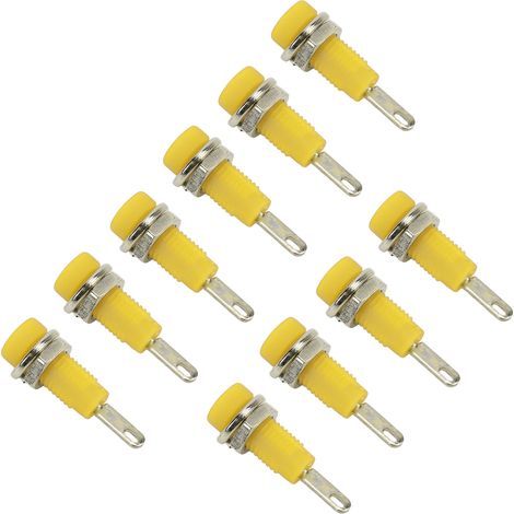 Lot de 10 fiches banane J.40003 2mm à panneau avec broche allongée pour appareils électroniques, jaune (1/5)