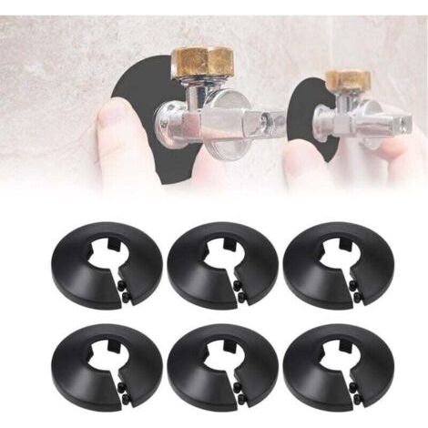 Cache tuyaux radiateur noir en plastique – 6 pièces pour tubes de 12 mm, design rosace élégant et discret
