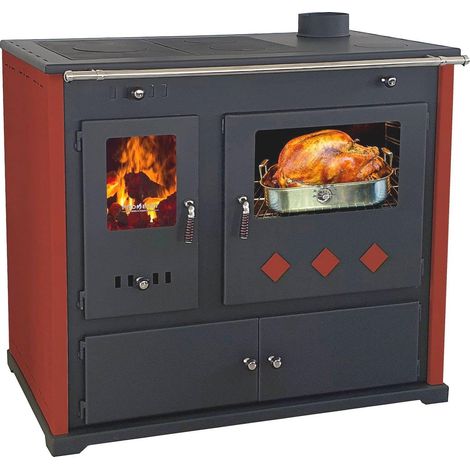 EEK A+ Kaminofen mit Backfach und Herdplatte Practik Lux Holzofen 9,5 kW Kamin Ofen Dauerbrandofen Werkstattofen Schwedenofen Hüttenofen Heizofen (1/5)