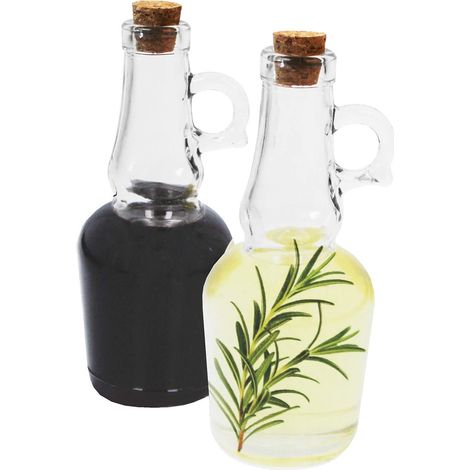 Alpina - Glasflasche mit Korken für Olivenöl/Essig 250 ml 2 Stk. (1/3)