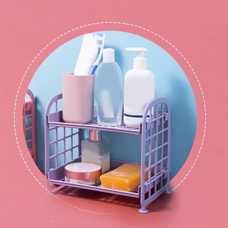 Etagère de Bureau 2 niveaux dépliante en plastique résistant pour cosmétiques et organisation (marque: matériel premium, 200g) (1/5)