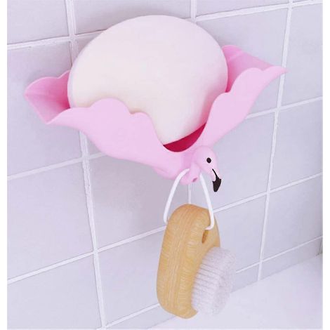 Porte-savon mural adhésif rose pour salle de bain pour douche (1/5)