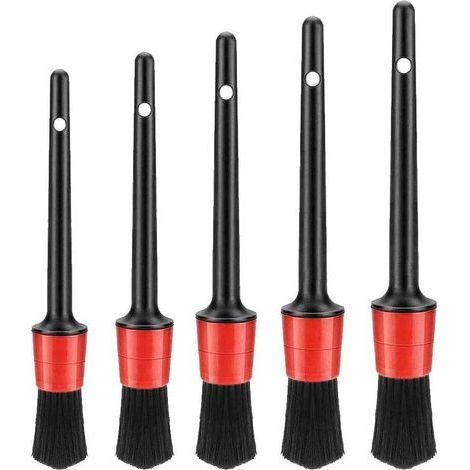 Auto Detailing Brush Set, Brosse de Nettoyage pour Voiture , 5pcs Pinceau de Nettoyage Voiture,Cleaner Brush Set pour La Voiture Tableau de Bord, Intérieur, Extérieur, Bouches D'aération- (1/5)