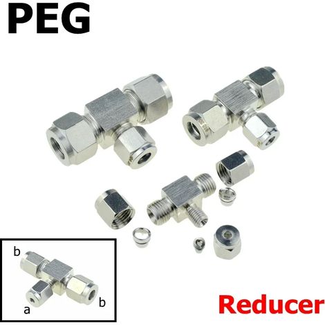 Raccord de tuyauterie à compression PEG-8 mm-10 mm (a - b) 304, adaptateur de conversion 6 mm, 8 mm, 10 mm et 12 mm, coupleur en acier inoxydable pour tube 1/4" et 1/2", connecteur YDF-LOK (1/5)