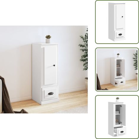 Buffet haut blanc 36x35,5x103,5 cm bois d'ingénierie - Buffet Design Moderne - Meuble Rangement Cuisine - Armoire Blanche - Commode Élégante - Étagère Murale (1/5)