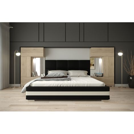 Viva – Tête de lit armoire – pont de lit PANAMA – chêne sonoma – dimensions 345-385x159cm – panneau de particules – ensemble sans lit (1/4)