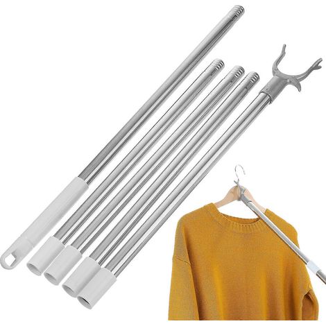 Poteau à linge blanc réglable 201 x 5,5 x 2,5 cm (1 pièce) (1/5)