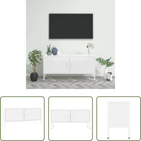 Stahl - TV-Schrank Weiß 105x35x50 cm Stahl (1/5)