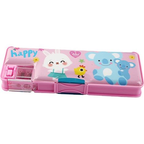 Boite A Crayons - Boite De Rangement Scolaire Avec Affutage Integré - Pour Filles - Rose Fuchsia Avec Motif Licorne - 1 Piece (1/5)